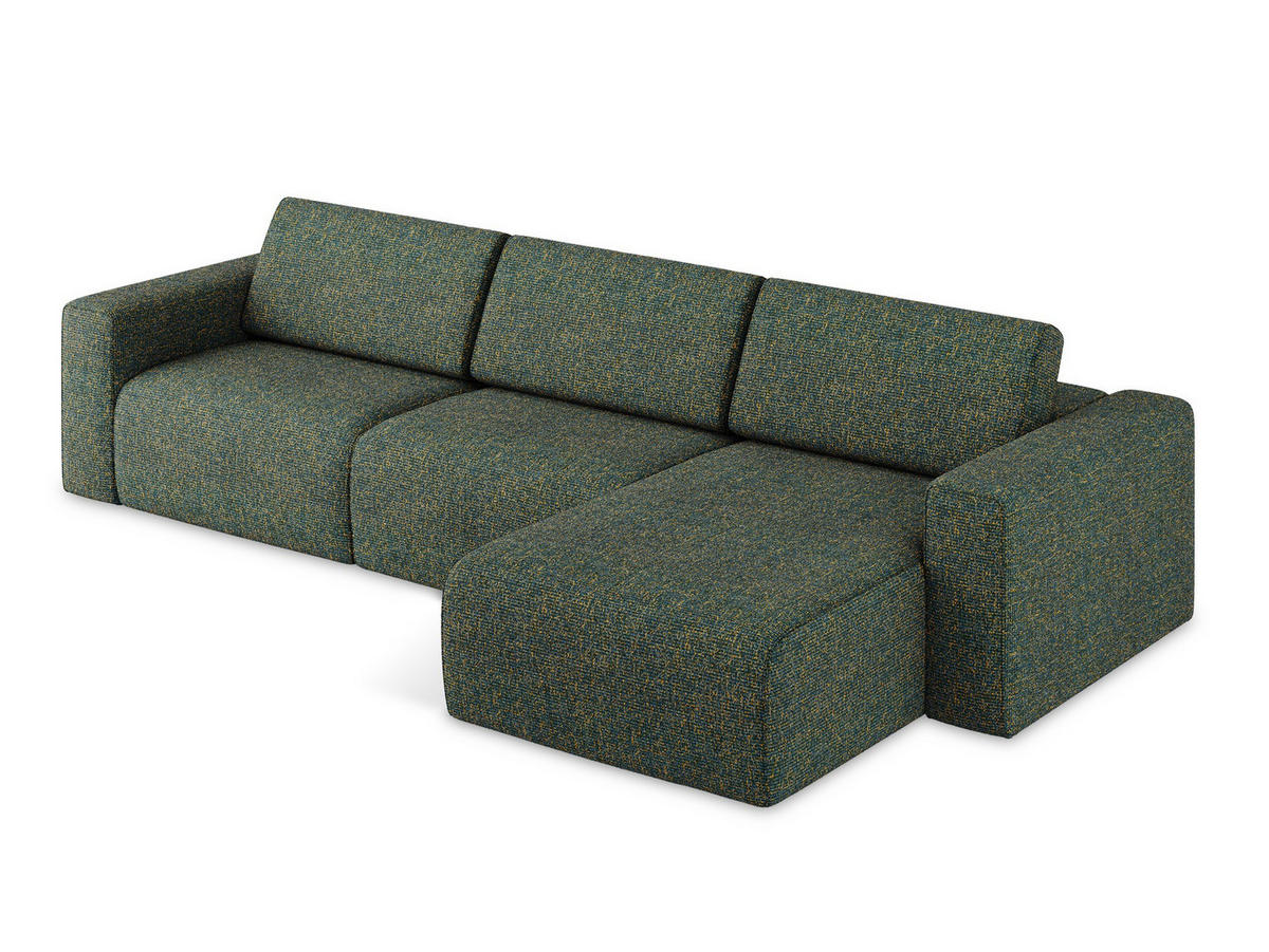 ECKSOFA rechts Strukturstoff Stoff Grün - Blau/Schwarz, Kunststoff/Textil (314/167cm) - Makamii