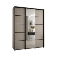 SCHWEBETÜRENSCHRANK 235,2/200/60 3-türig - Kaschmir/Schwarz, Holz/Metall (200/235.2/60cm) - MÖBEL KRYSPOL