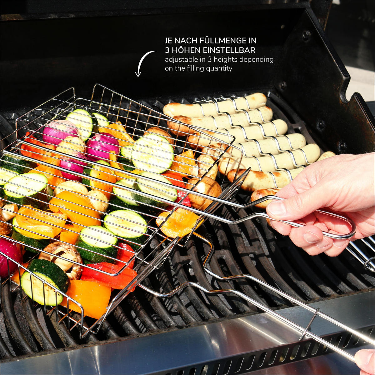 GRILLKORB, silber, Edelstahl - Edelstahlfarben, Metall (61/32.5/6.5cm) - bremermann