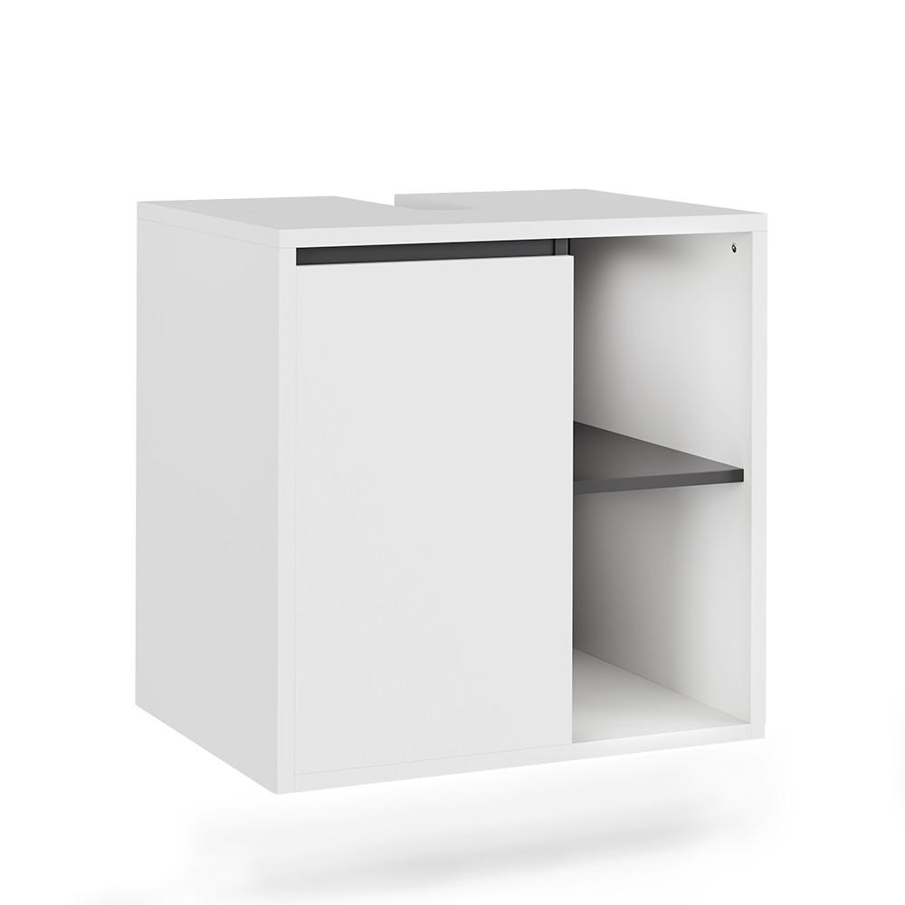 WASCHBECKENUNTERSCHRANK Viola Weiß/Grau 60 x 60 cm mit offenen Regalen - Weiß/Grau, Holzwerkstoff (60/60/46cm) - Vicco