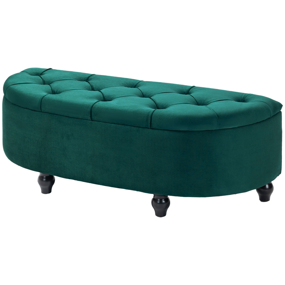 TRUHENBANK DE-07116 Samtoptik, Soft-Close Deckel Dunkelgrau - Dunkelgrün, Holz/Textil (46/42/120cm) - ComfortXL