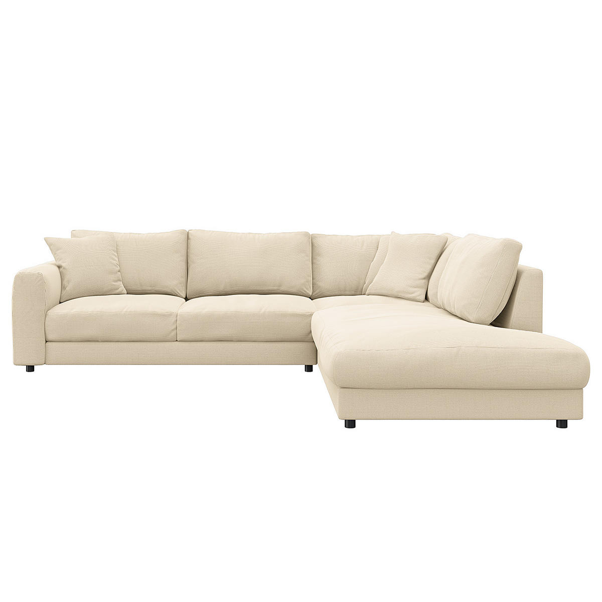 ECKSOFA mit Ottomane - Beige/Schwarz, Holz/Kunststoff (267/254cm) - home24