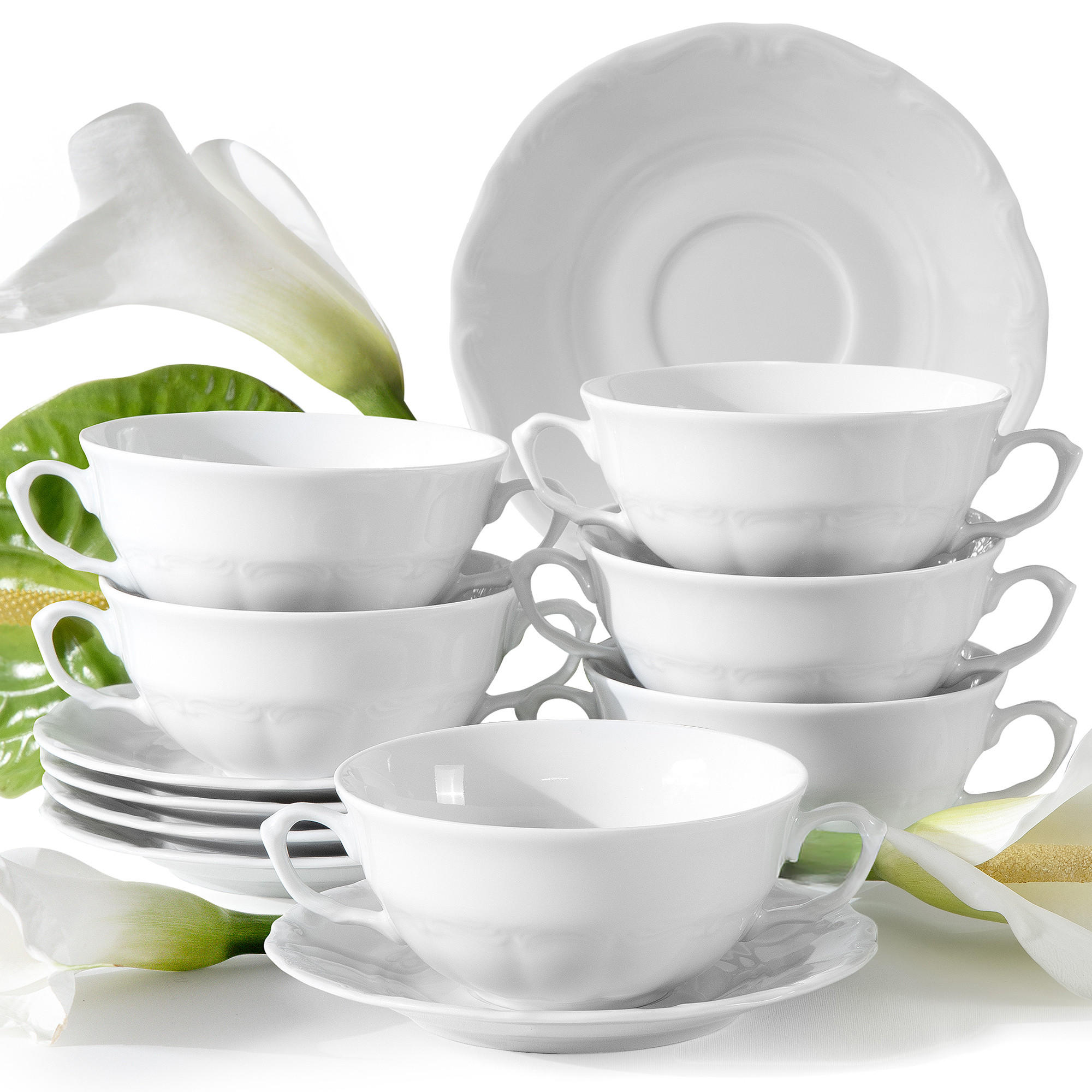 SUPPENSCHALE Chodziez MARIA TERESA 6-tlg - Weiß, Keramik (12cm) - KONSIMO®
