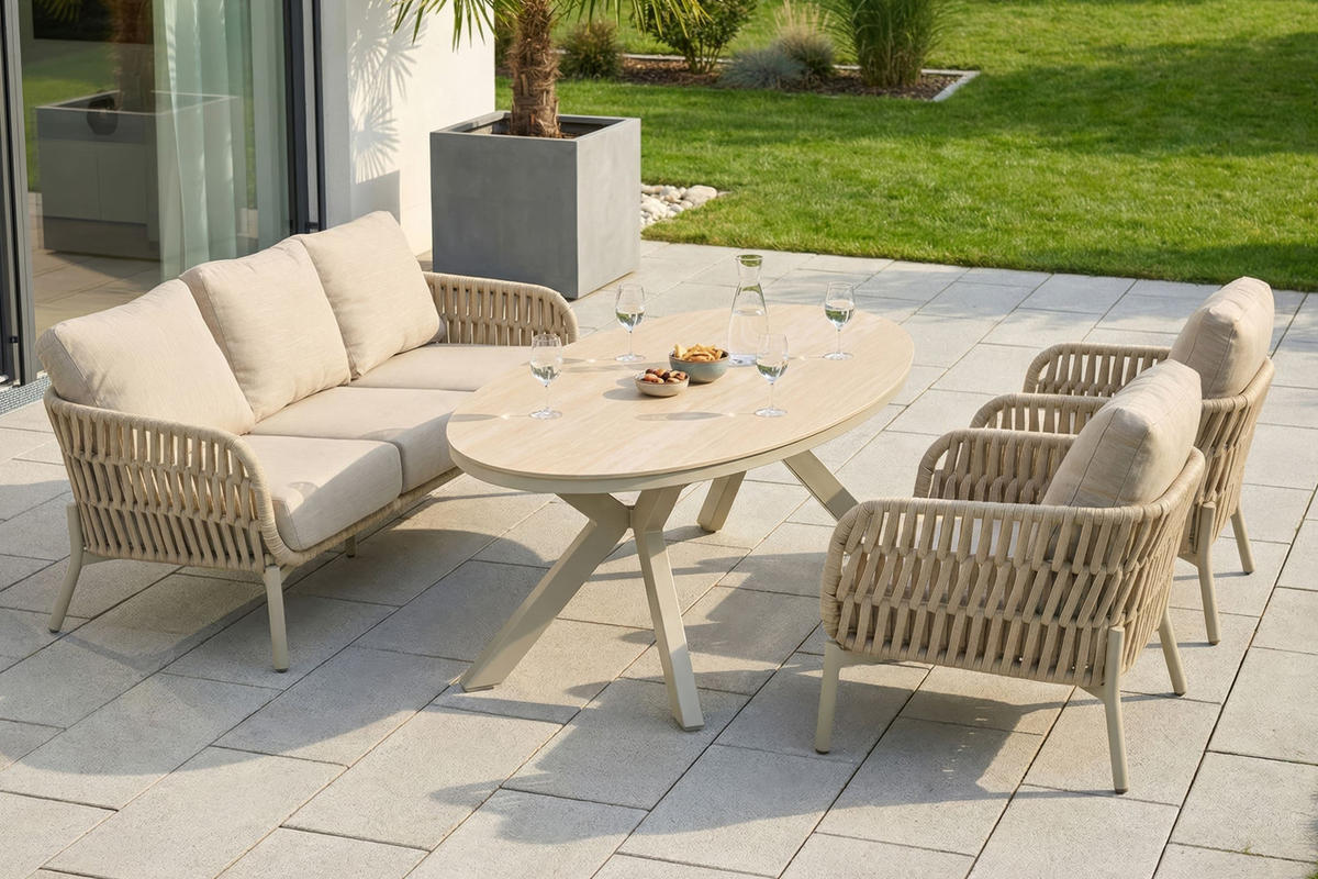 GARTENTISCH Malte 220x120x69 cm, Stein, Taupe - Taupe, Stein (120/220/69cm) - dasmöbelwerk
