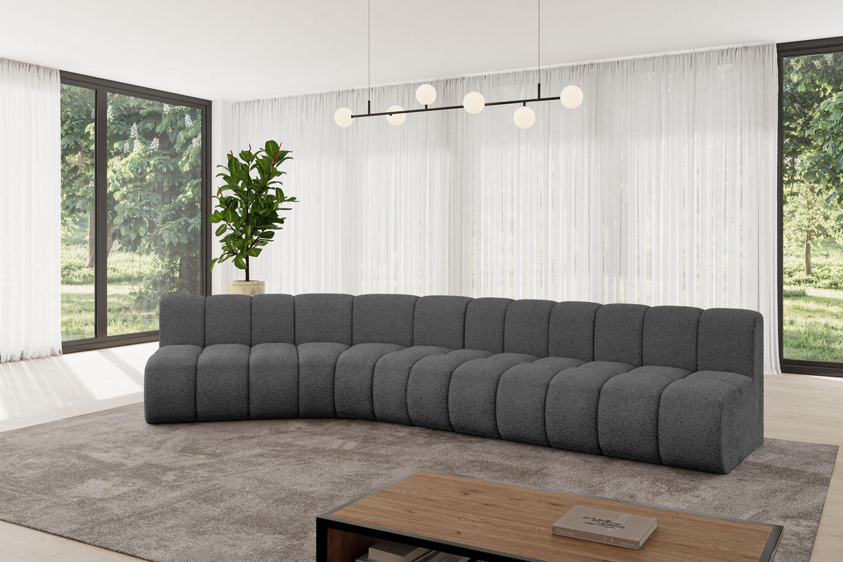 ECKSOFA modulares Sofa Montra-L2 - 381x174x70 cm Grau - Grau, Holzwerkstoff/Textil (381/174cm) - ALTDECOR