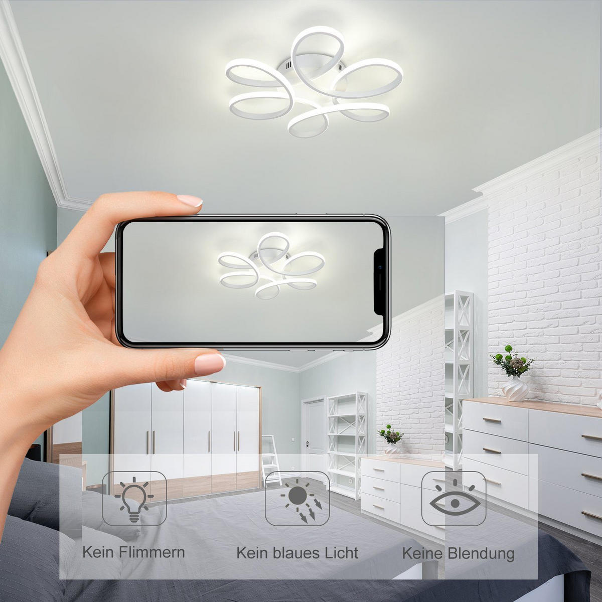 LED-DECKENLEUCHTE Naxis 50/50/9 cm - Weiß, Metall (50/50/9cm) - Nettlife