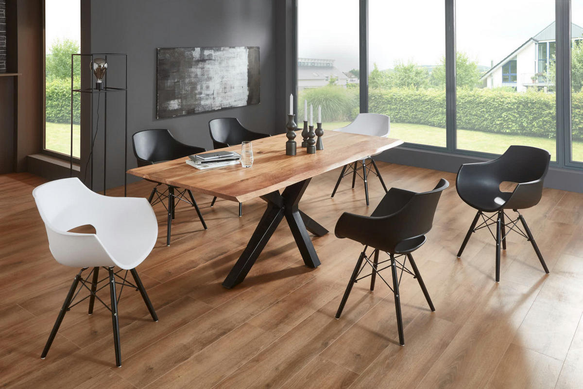 ESSTISCH SPYRO - Beige/Schwarz, Holz/Metall (85/160/76cm) - SAM