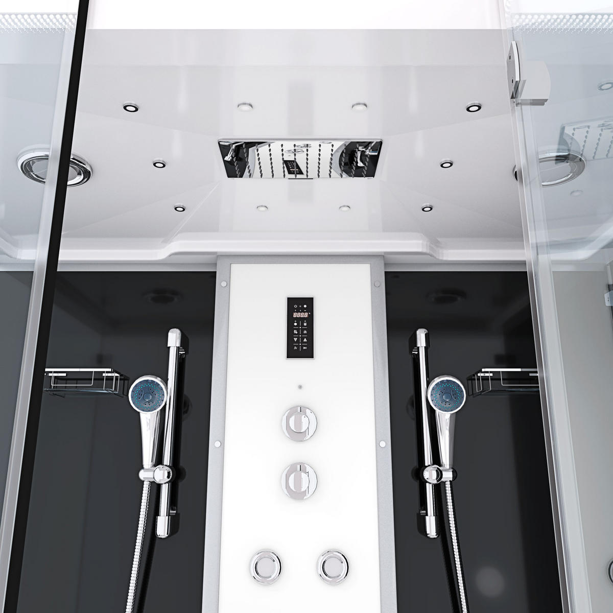 BADEWANNE mit Tür Dusche K88-SW-EH-A-EA Duschtempel - Schwarz, Glas/Kunststoff (180/228/100cm) - AcquaVapore by Sandra Jentho