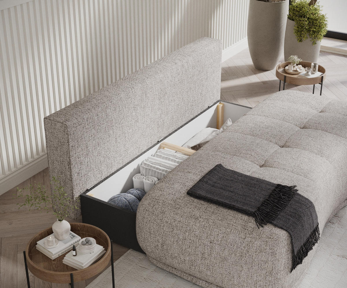 SCHLAFSOFA Cirrus Hellbraun Webstoff - Hellbraun/Schwarz, Holz/Holzwerkstoff (206/95/105cm) - Maison de Reve