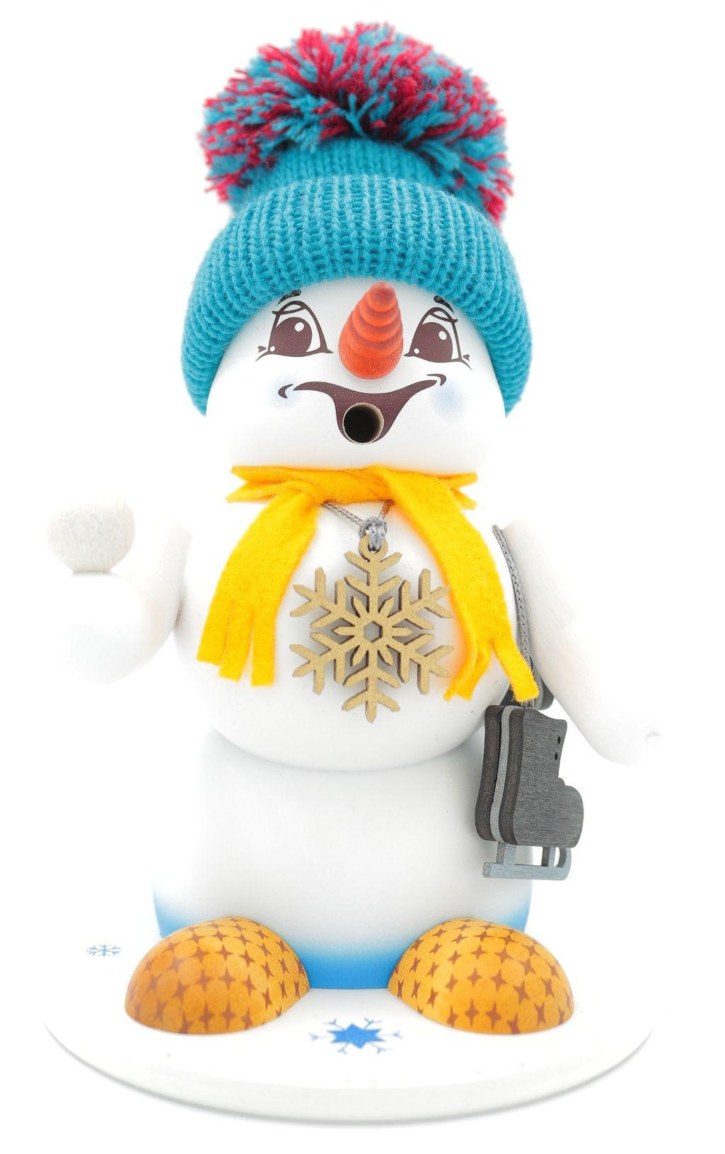 RAUCHFIGUR Schneemann Weiß Schlittschuh 19 cm - Multicolor, Holz (15/19/0.1cm)