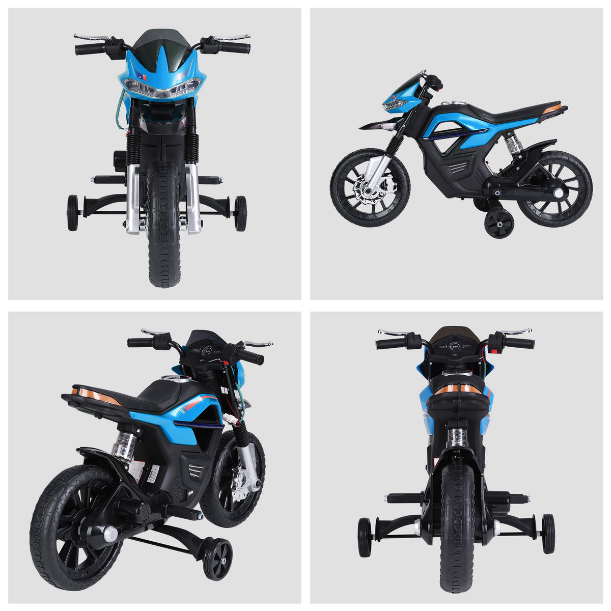 ELEKTRO-MOTORRAD DE-12990 mit Stützrädern Blau - Blau, Kunststoff (105/52/62cm) - ComfortXL