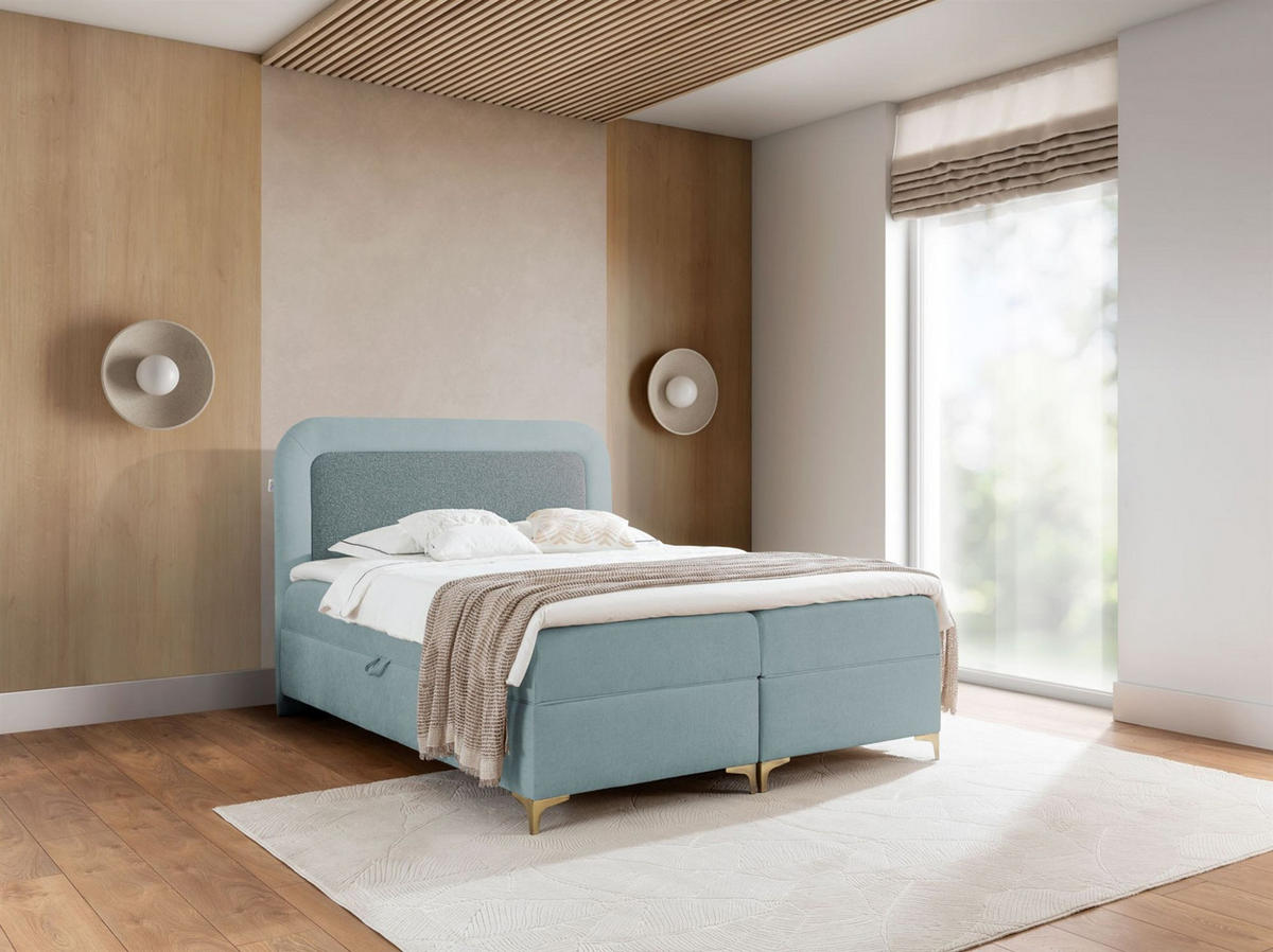 BOXBETT Willow - Blau, Holzwerkstoff/Textil (200/200cm) - Fun Möbel