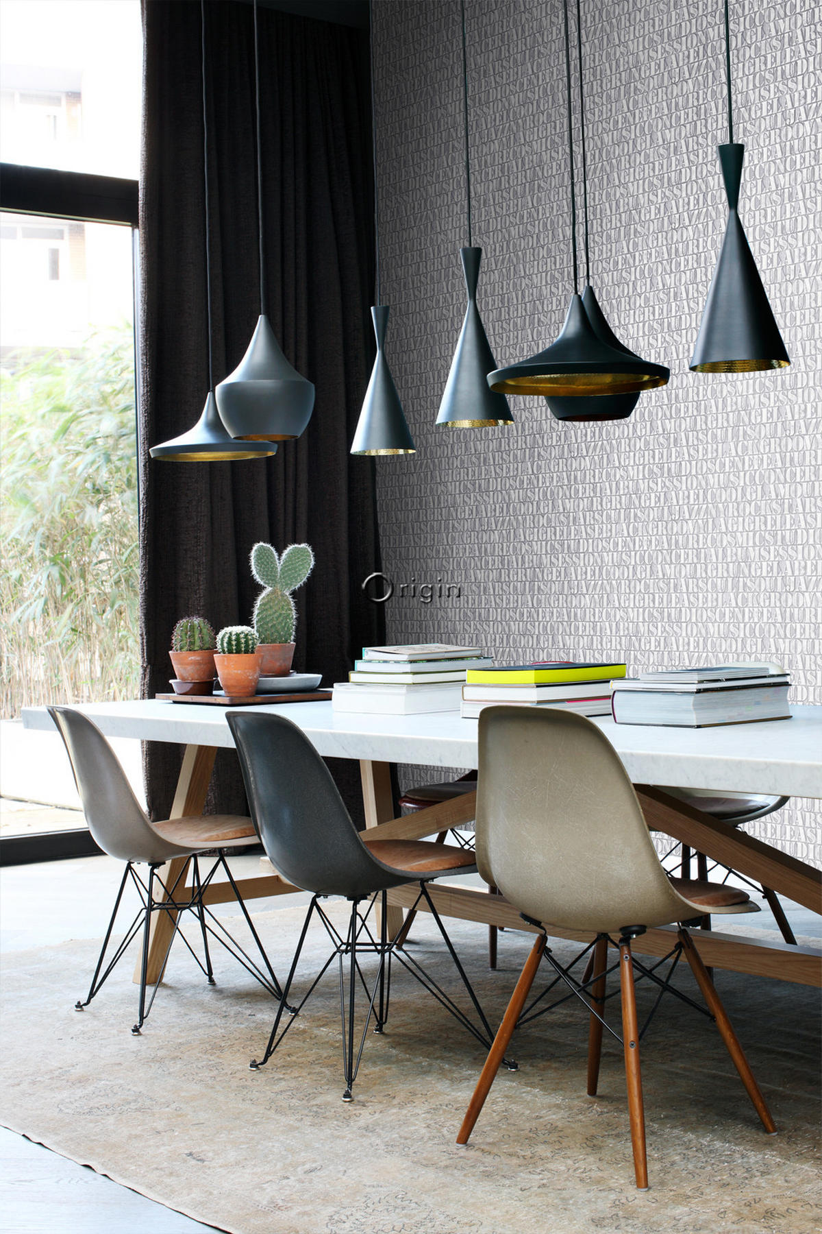 TAPETE alte eiserne Druckbuchstaben 53 cm x 10.05 m - Grau, Papier (53/1000cm) - Origin Wallcoverings