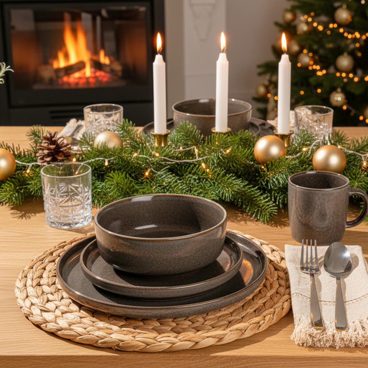 TAFELSERVICE KAIRO GRAPHIT - 18 teilig aus Steingut - Braun, Keramik (40/50/40cm) - Sänger