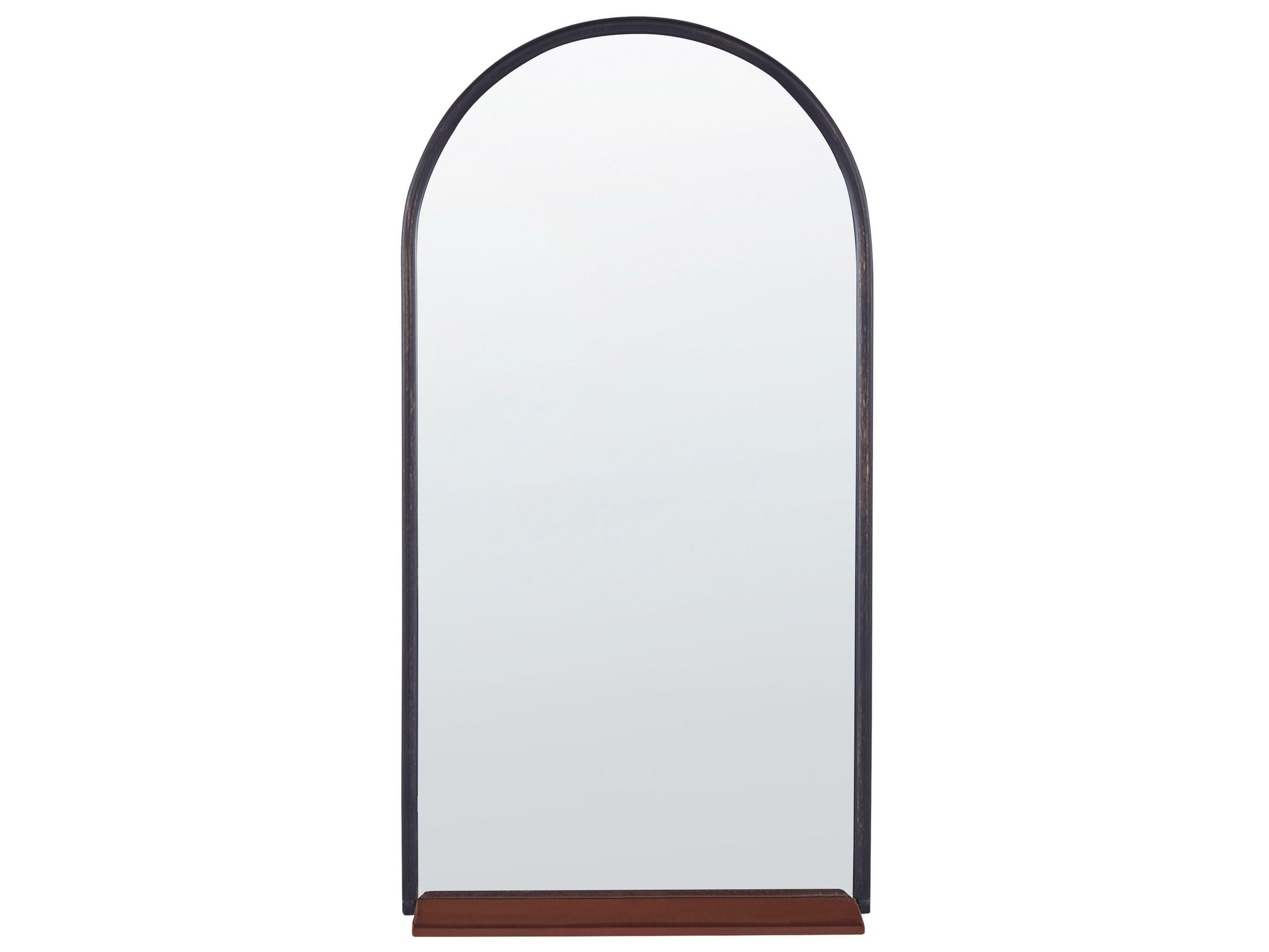 WANDSPIEGEL mit Ablage schwarz/kupfer oval 40/67 cm Domme - Silberfarben/Schwarz, Glas (40/67/2cm) - Beliani