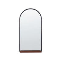 WANDSPIEGEL mit Ablage schwarz/kupfer oval 40/67 cm Domme - Silberfarben/Schwarz, Glas (40/67/2cm) - Beliani