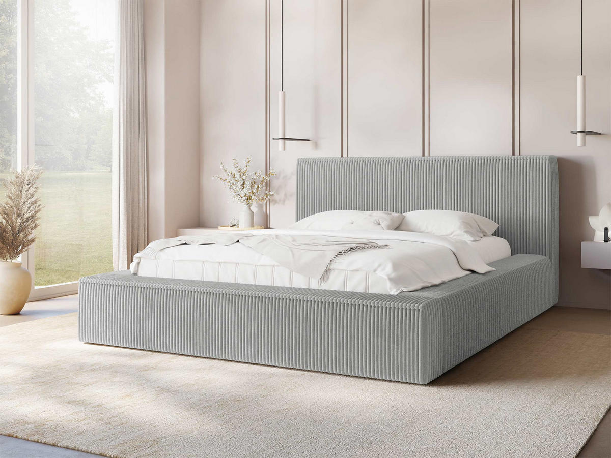 POLSTERBETT Glexi - Hellgrau, Holz/Textil (140/200cm) - MIRJAN24