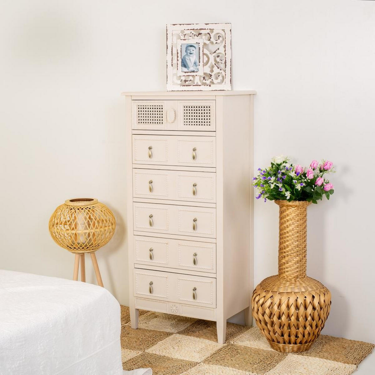 KOMMODE aus Holz mit 6 Schubladen 56x36x119 cm - Multicolor, Holzwerkstoff (56/36/119cm) - Wanderlust