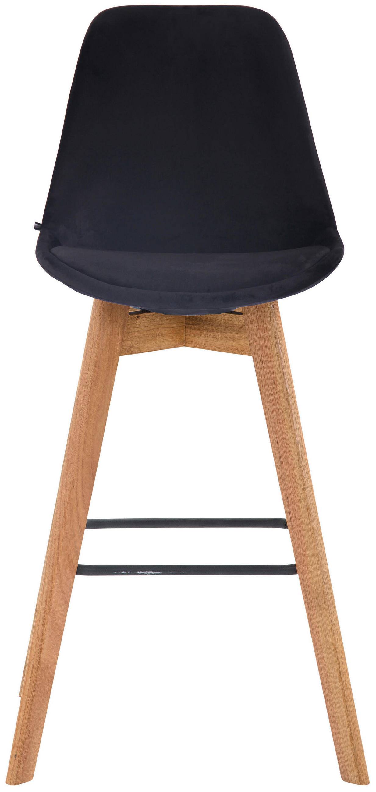 BARHOCKER Medoc, Gestell Natura, Samt Schwarz - Schwarz/Naturfarben, Holz/Textil (48/100/56cm) - TPFLiving