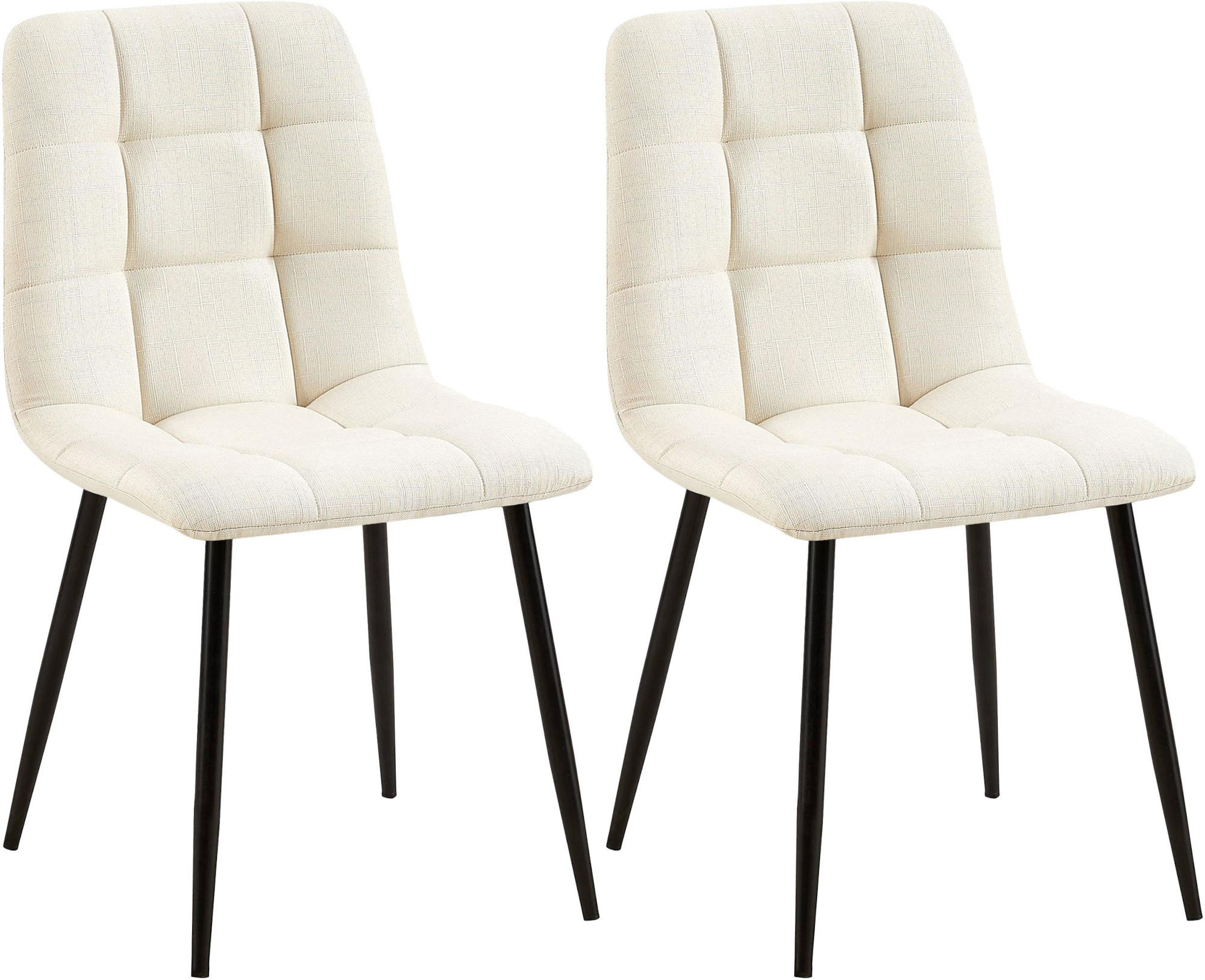 STUHL 2er Set Stoff Creme - Creme/Schwarz, Textil/Metall (45/84/55cm) - CLP