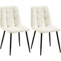 STUHL 2er Set Stoff Creme - Creme/Schwarz, Textil/Metall (45/84/55cm) - CLP