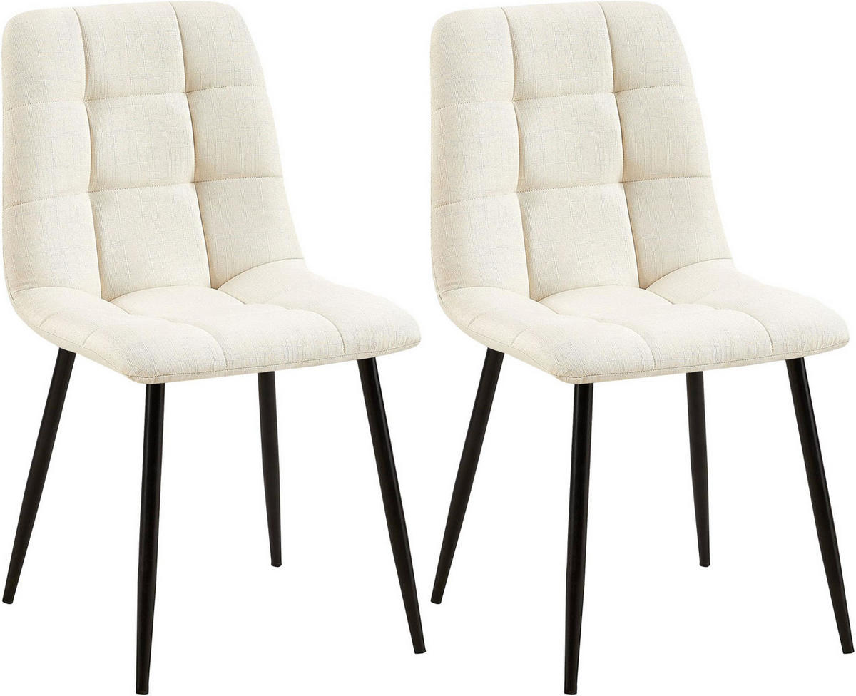 STUHL 2er Set Stoff Creme - Creme/Schwarz, Textil/Metall (45/84/55cm) - CLP
