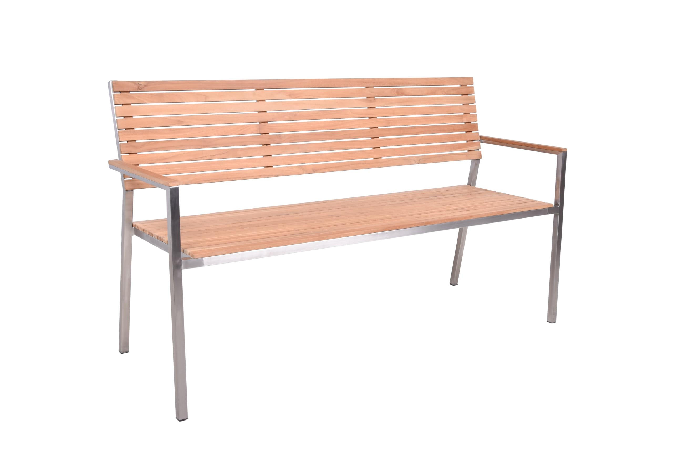 GARTENBANK Leon 3-Sitzer Terrassenbank - Silberfarben, Holz (144/86/56cm) - DELUKE