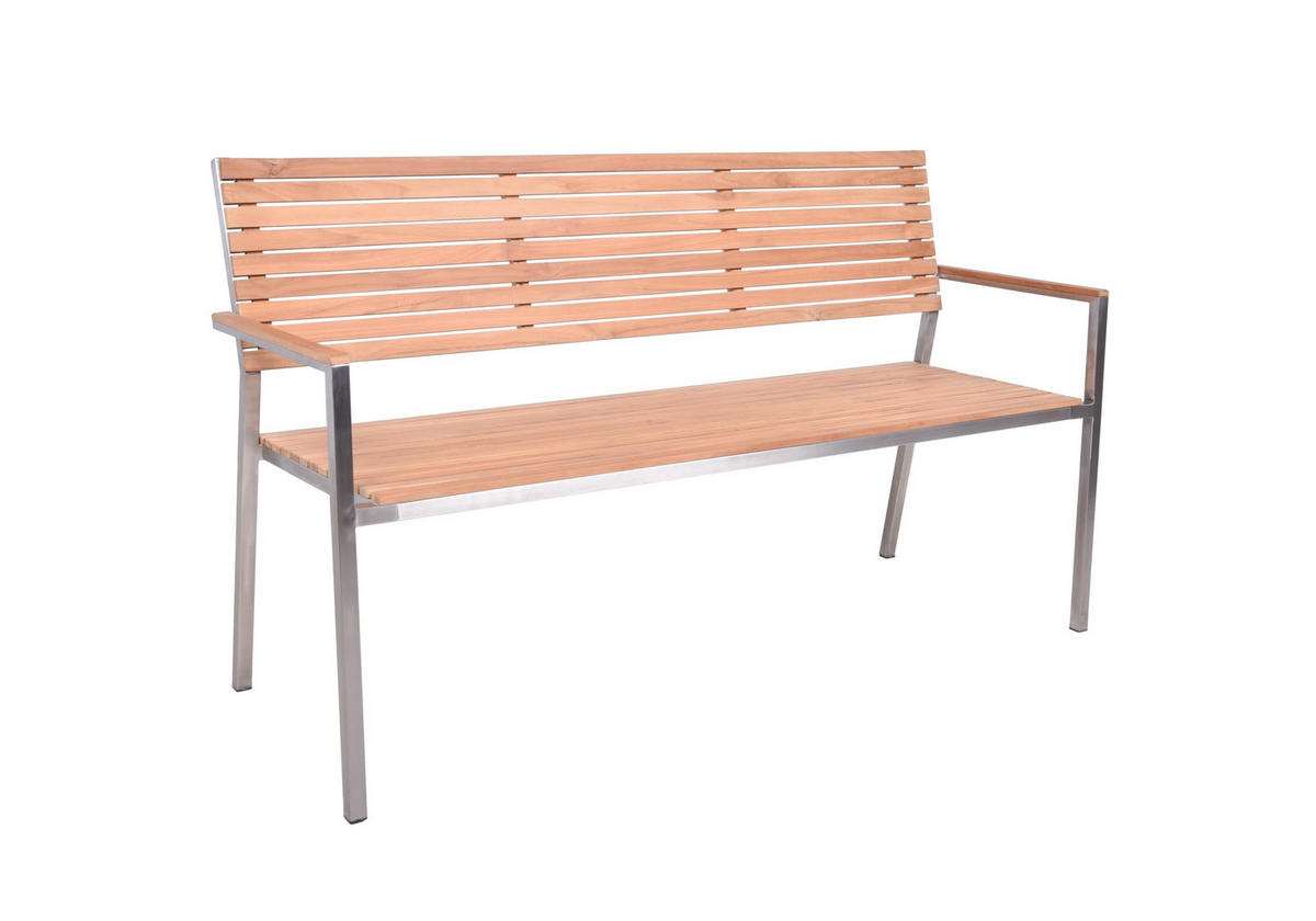 GARTENBANK Leon 3-Sitzer Terrassenbank - Silberfarben, Holz (144/86/56cm) - DELUKE