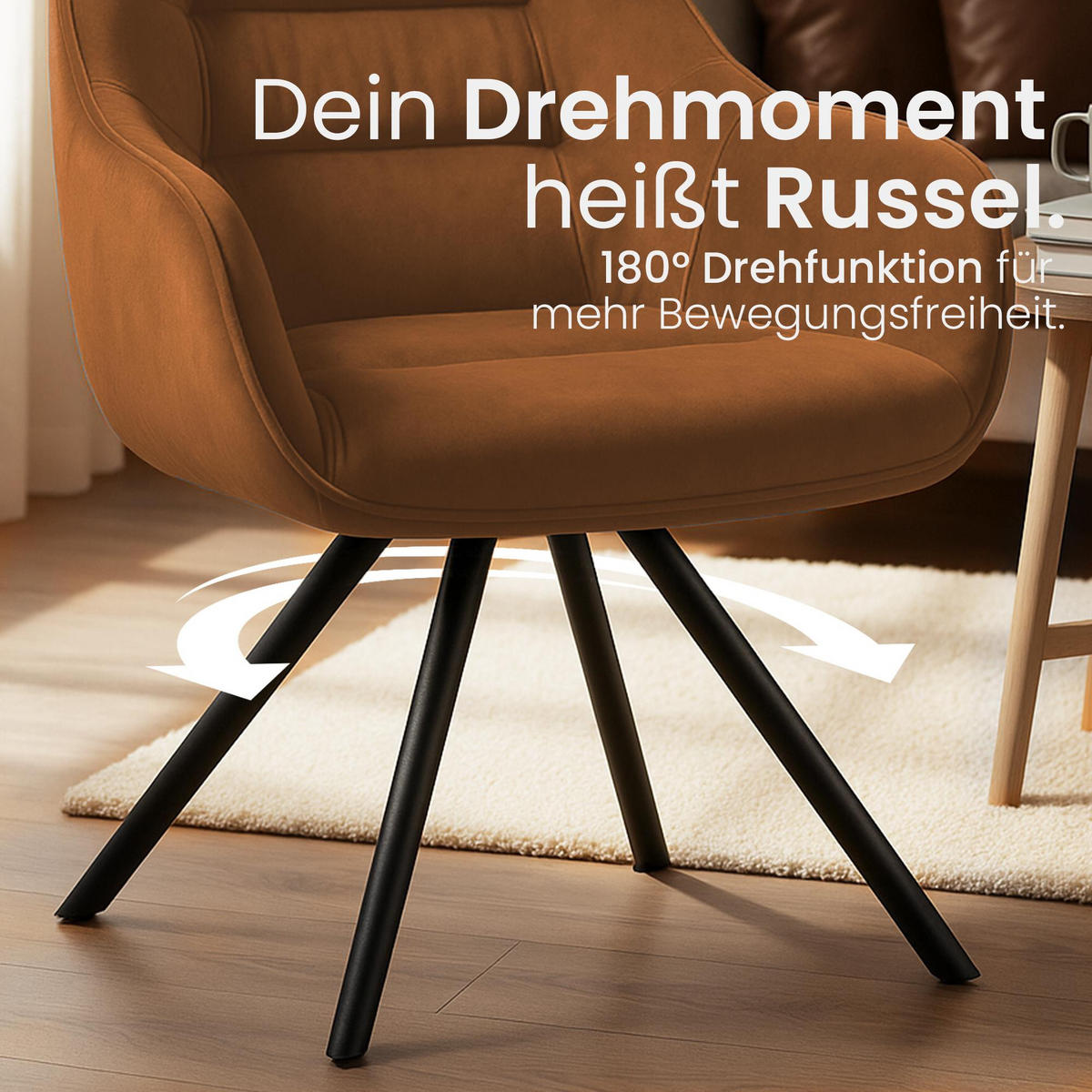 ARMLEHNENSTUHL Samt coffee - Schwarz/Braun, Textil/Metall (57/90/63cm) - CLP