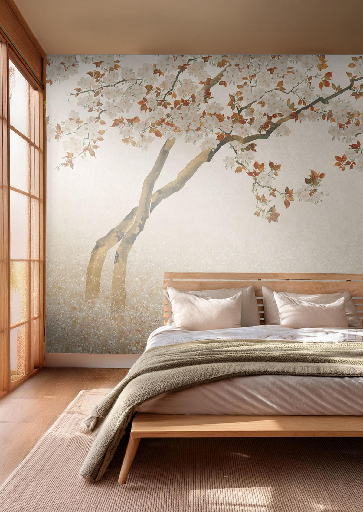 FOTOTAPETE Kirschblüten 371 x 280 cm - Beige, Papier (371/280cm) - Sanders & Sanders