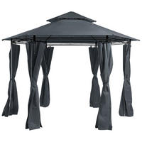 ZAHRADNÍ PAVILON Ocel grafitově šedý ⌀ 350 cm Portel - šedá/černá, kov (350/270/350cm) - Beliani