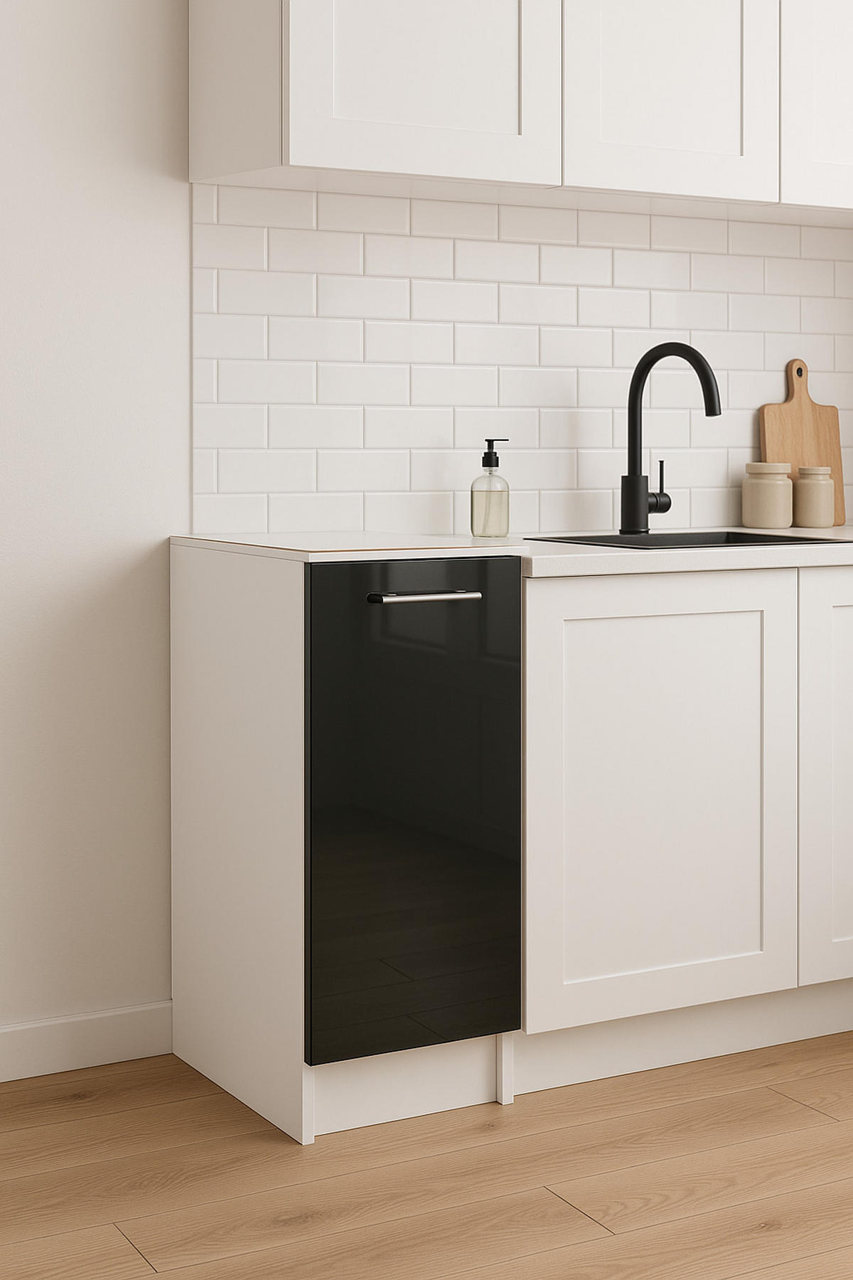 KÜCHENUNTERSCHRANK D30 schwarz glanz - Schwarz Hochglanz, Holzwerkstoff (30/82/44cm) - roe furniture