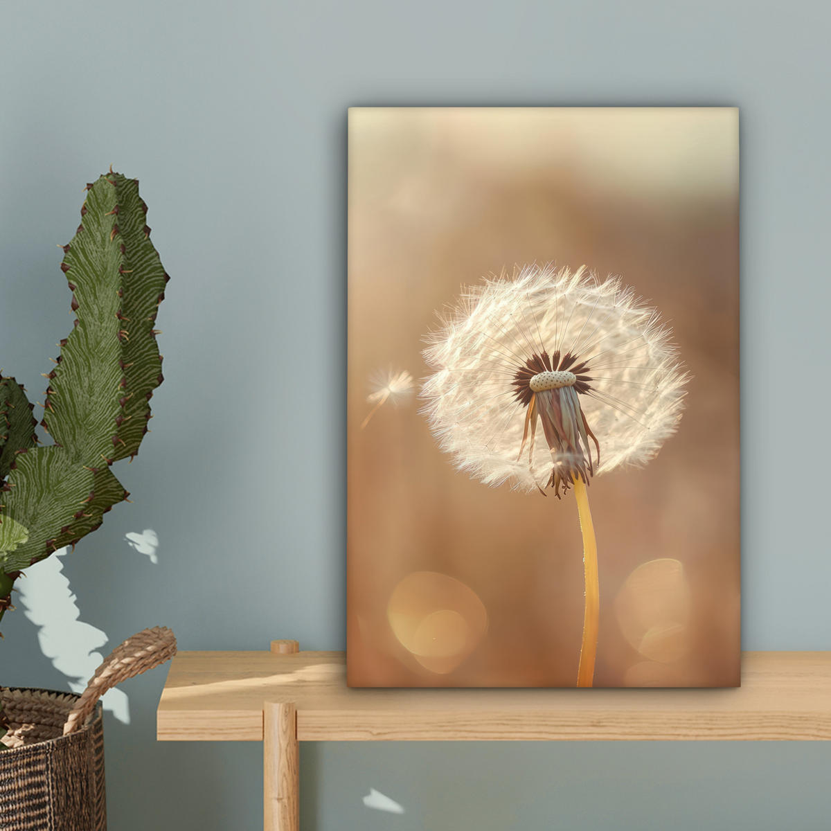 LEINWANDBILD Löwenzahn - Beige - Natur - Blume Deko Wohnzimmer 20x30 cm - Hellbraun, Textil (20/30cm) - MuchoWow