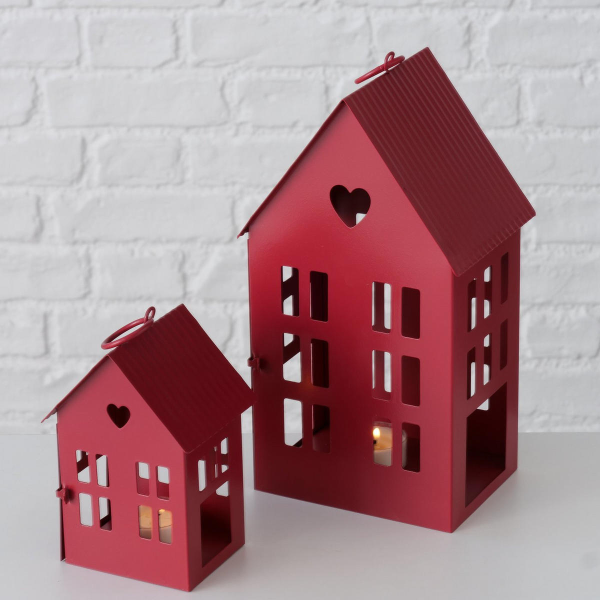 LATERNE Alamo 14/25 cm - Rot, Metall (10/25/13cm) - Boltze Home