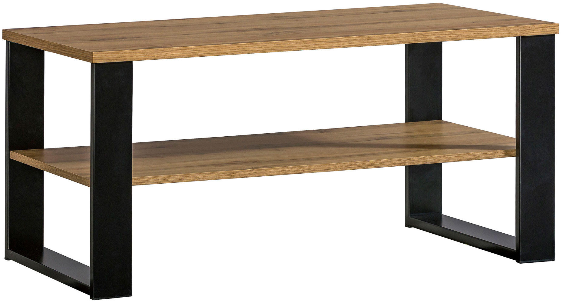 COUCHTISCH Lamia LA9 Wotan Eiche / schwarz 100 / 56 / 48cm - Schwarz/Braun, Holz/Holzwerkstoff (56/100/48cm) - Feldmann-Wohnen