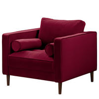 SESSEL - Samt - Dunkelbraun/Dunkelrot, Birkenholz/Textil (90/80/86cm) - home24