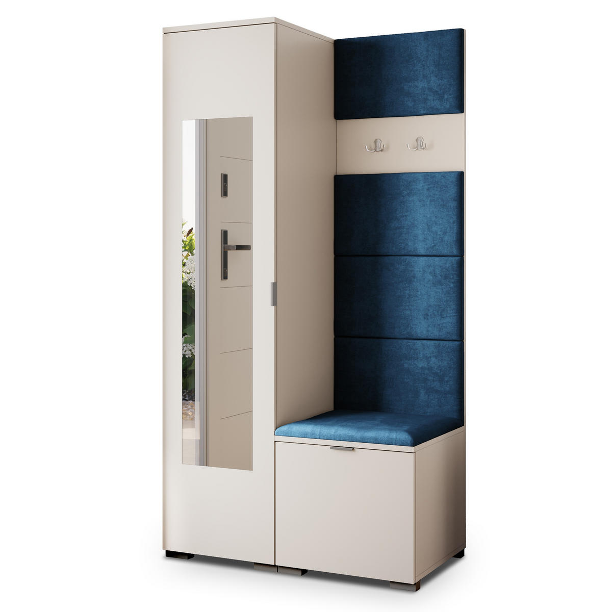 GARDEROBENSCHRANK VIRA 95/181/51 cm Modern Garderobe-Set Kaschmir - Kaschmir/Blau, Holzwerkstoff (95/181/51cm) - MASSENO