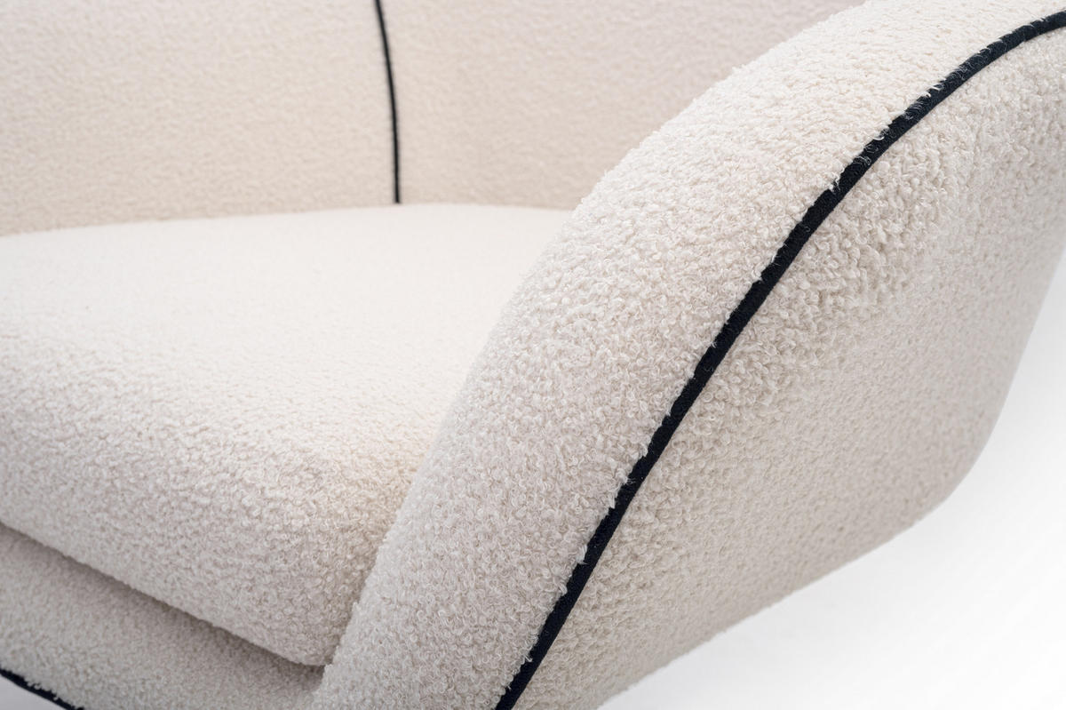 SESSEL SOGNO, Modern Polstersessel Loungesessel, Bucle-Stoff Weiß - Weiß, Holz/Metall (88/110/106cm) - MASSENO