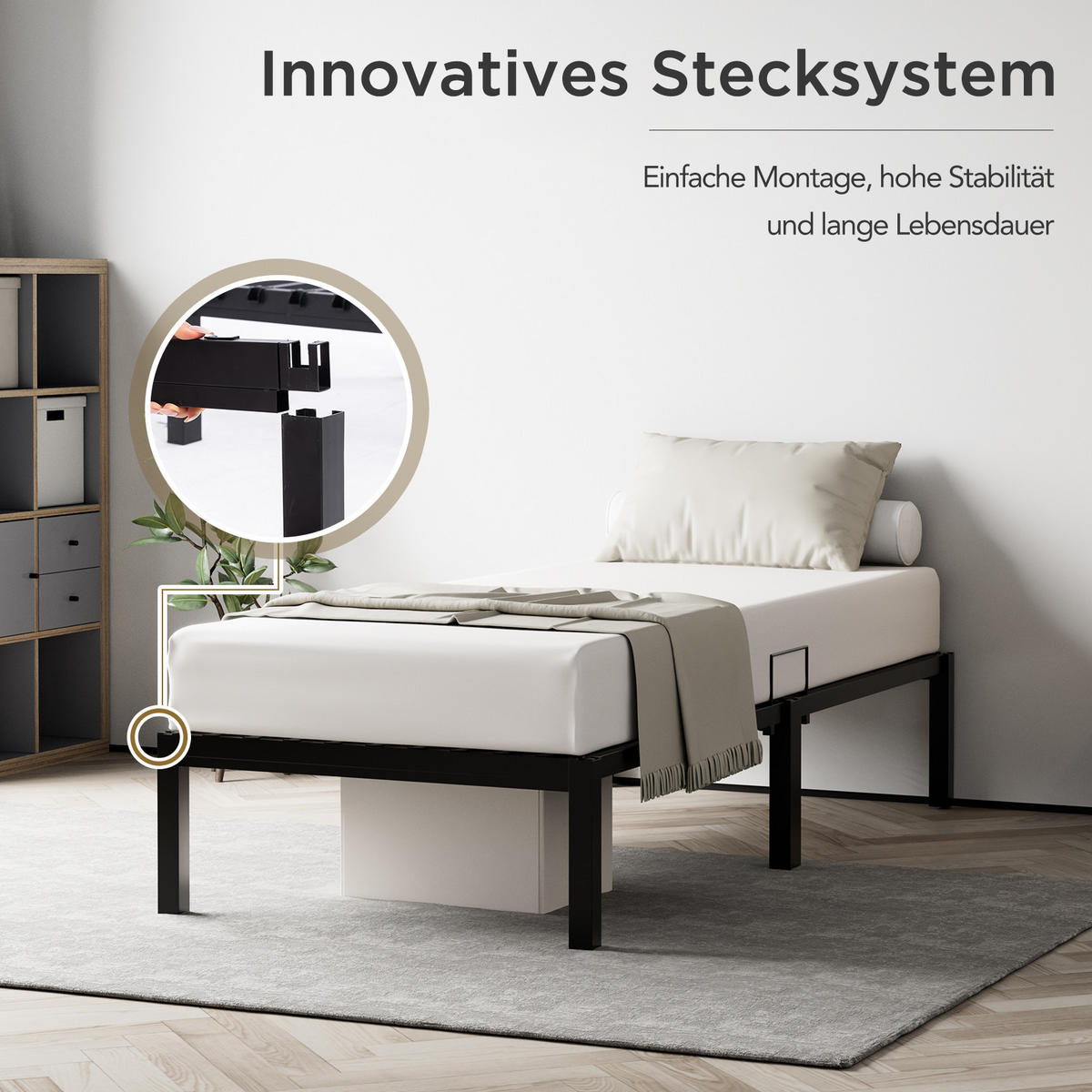 METALLBETT 90x200 cm - Schwarz, Metall (90/200cm) - HOMAVO
