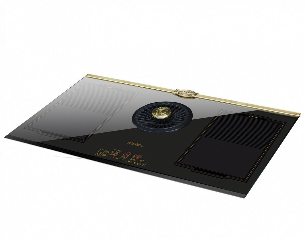 BACKOFEN-SET Elektro Backofen 60 cm EH 6355 Em+KCT 9365 Iem Induktionskochfeld mit integriertem Dunstabzug 1250 m³ - Schwarz, Metall (59.4/59.4/57.5cm) - Kaiser Küchengeräte