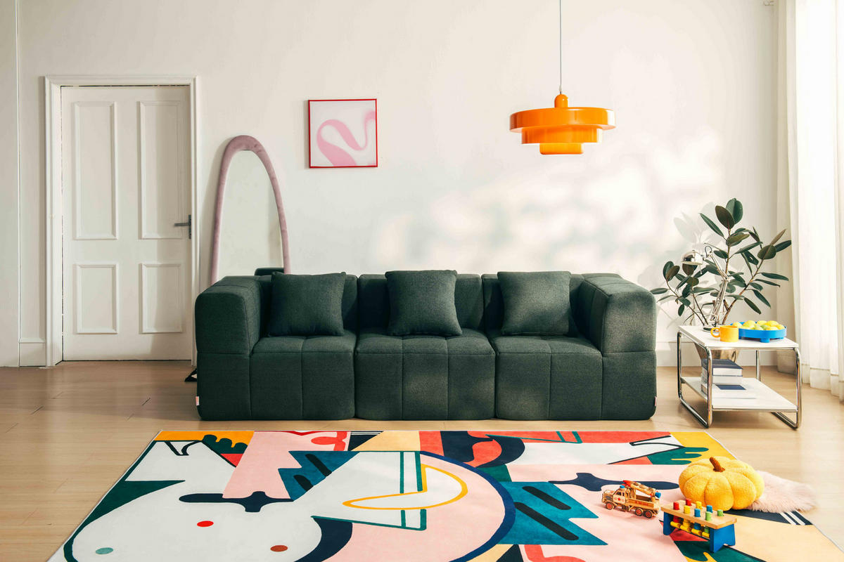 3-SITZER-SOFA Bouclé-Stoff Waldgrün - Waldgrün, Textil (260/73/95cm) - MILYsofa