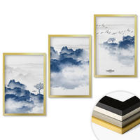 WANDBILDER 3er Set - 40x60 cm Goldrahmen - Berge, Wolken, Bäume, Vögel - Goldfarben, Kunststoff (40/60cm) - ArtPrintCave