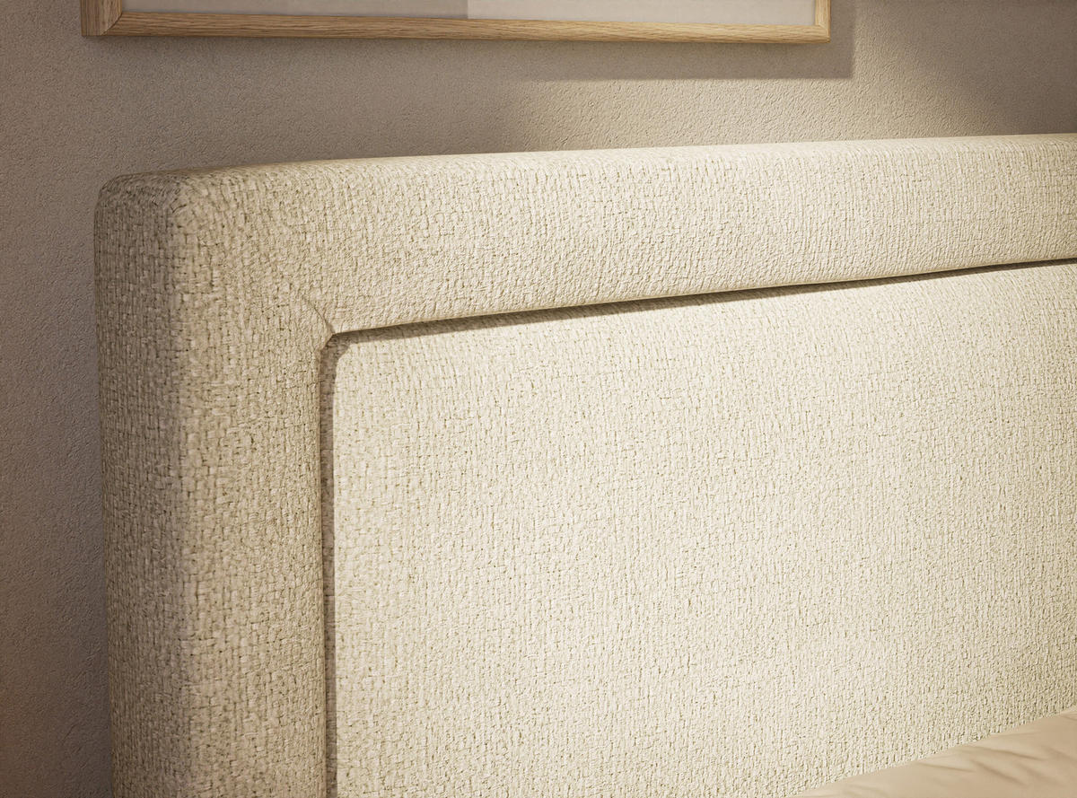 BOXSPRINGBETT Fresco 140/200 cm, in Creme, Bettkasten, Matratze, Topper - Creme/Schwarz, Holz/Holzwerkstoff (140/200cm) - Maison de Reve