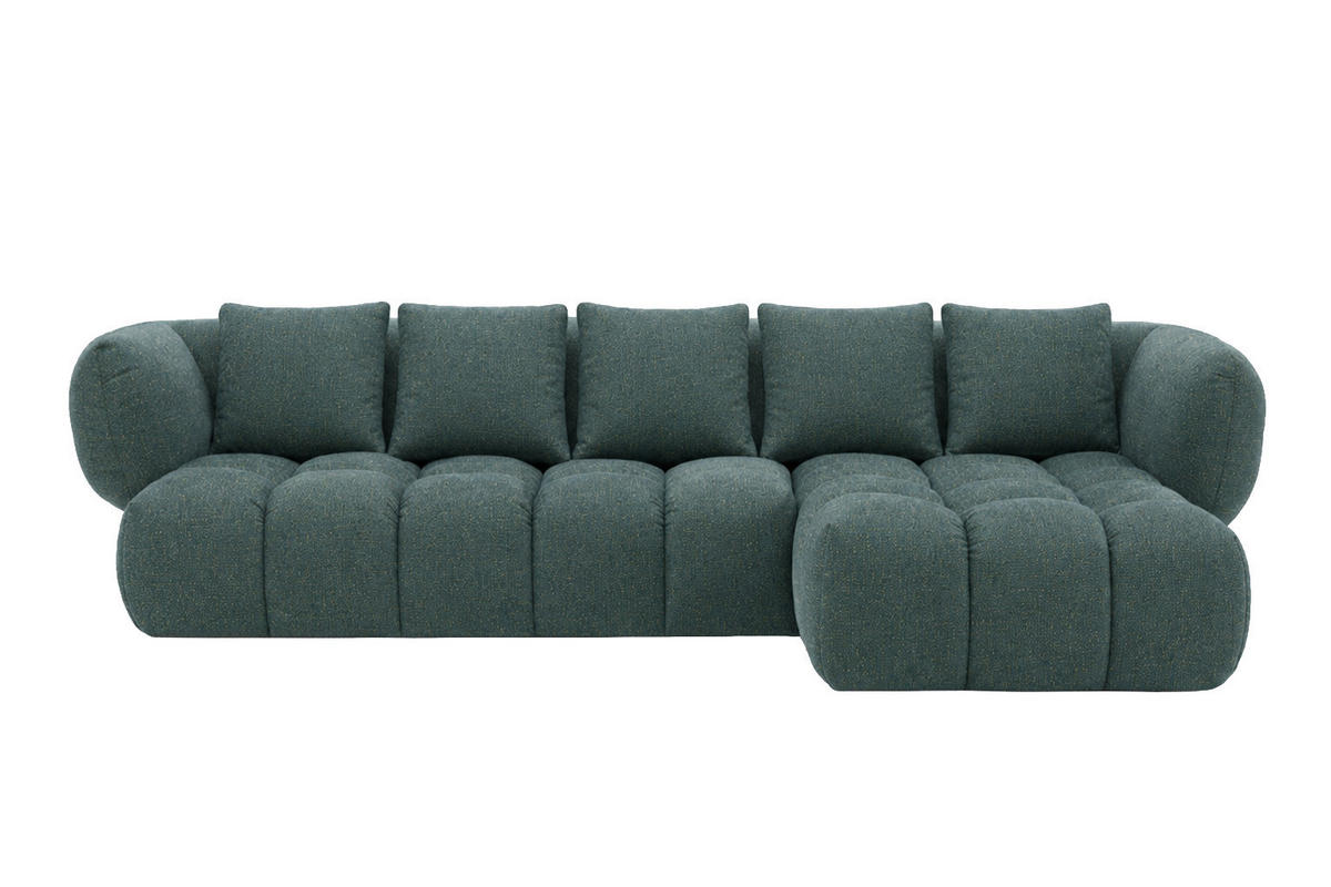ROHOVÁ SEDAČKA ve tvaru L, žinylková tkanina Puente, Azurově modrá, Pravá strana, SEVIO L - tyrkysová, dřevo (242/175cm) - Kaiser Möbel