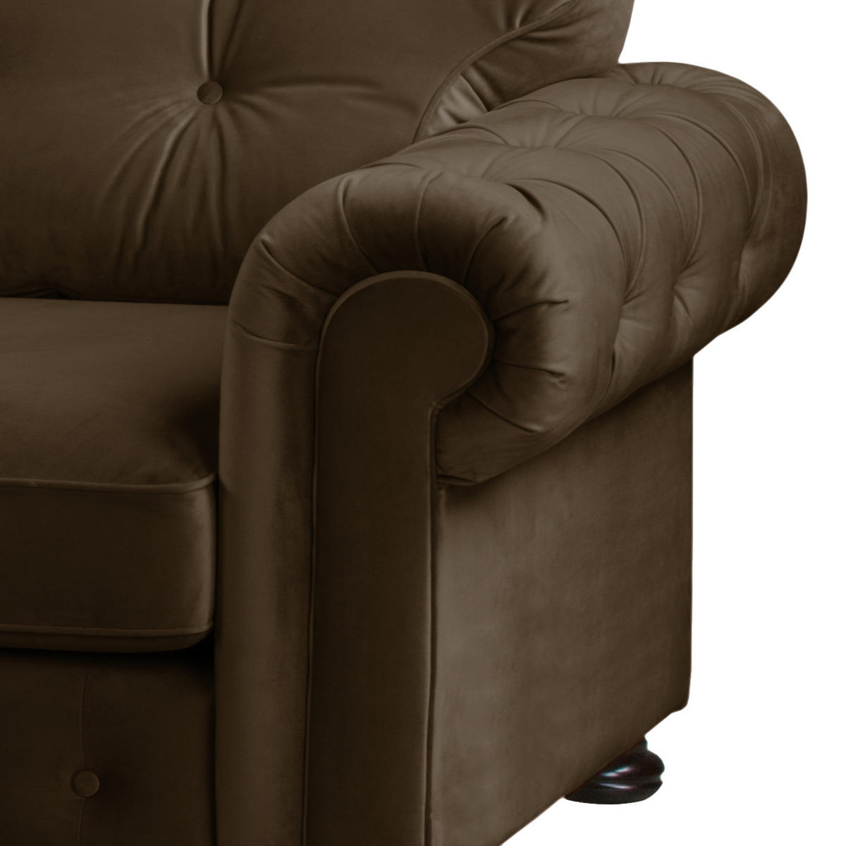 ECKSOFA mit Longchair - Samt - Braun, Holz/Textil (302/166cm) - home24