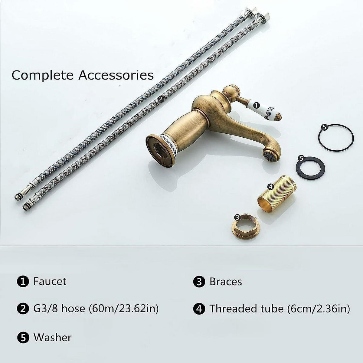 WASCHTISCHARMATUR Retro Bronze Einhebelmischer Messing - Goldfarben, Metall (21.2/8.6/28.2cm)