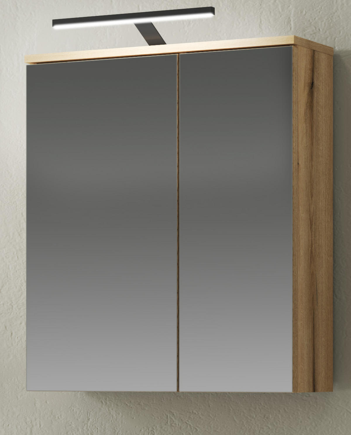 SPIEGELSCHRANK Evoke Eiche, Badschrank 2-türig, 60 x 70 cm - Eichefarben/Grau, Glas/Holzwerkstoff (60/70/19cm) - Furn.Design