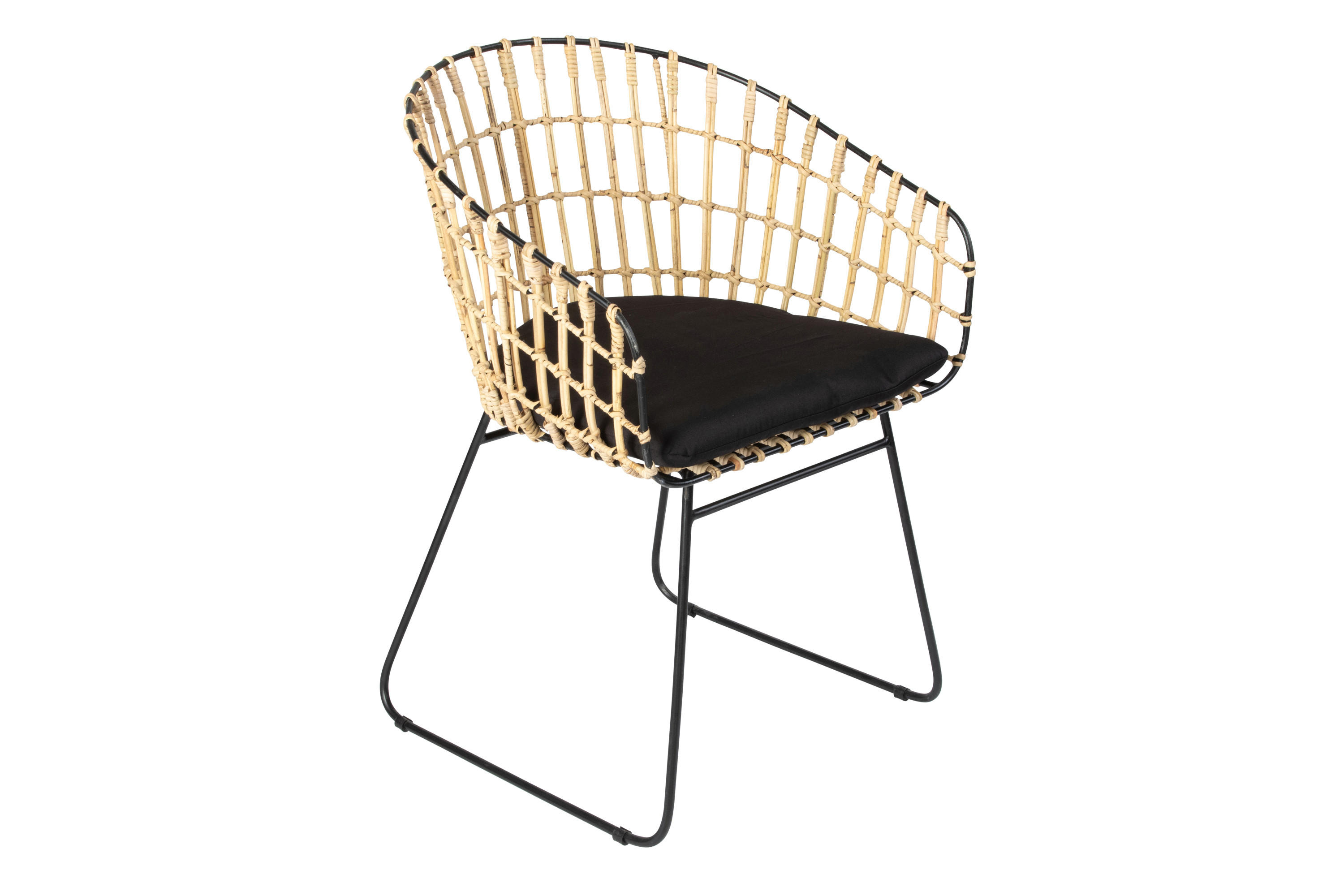 ESSZIMMERSTUHL LIMA - Beige/Schwarz, Naturmaterialien/Metall (45/80/45cm) - SAM