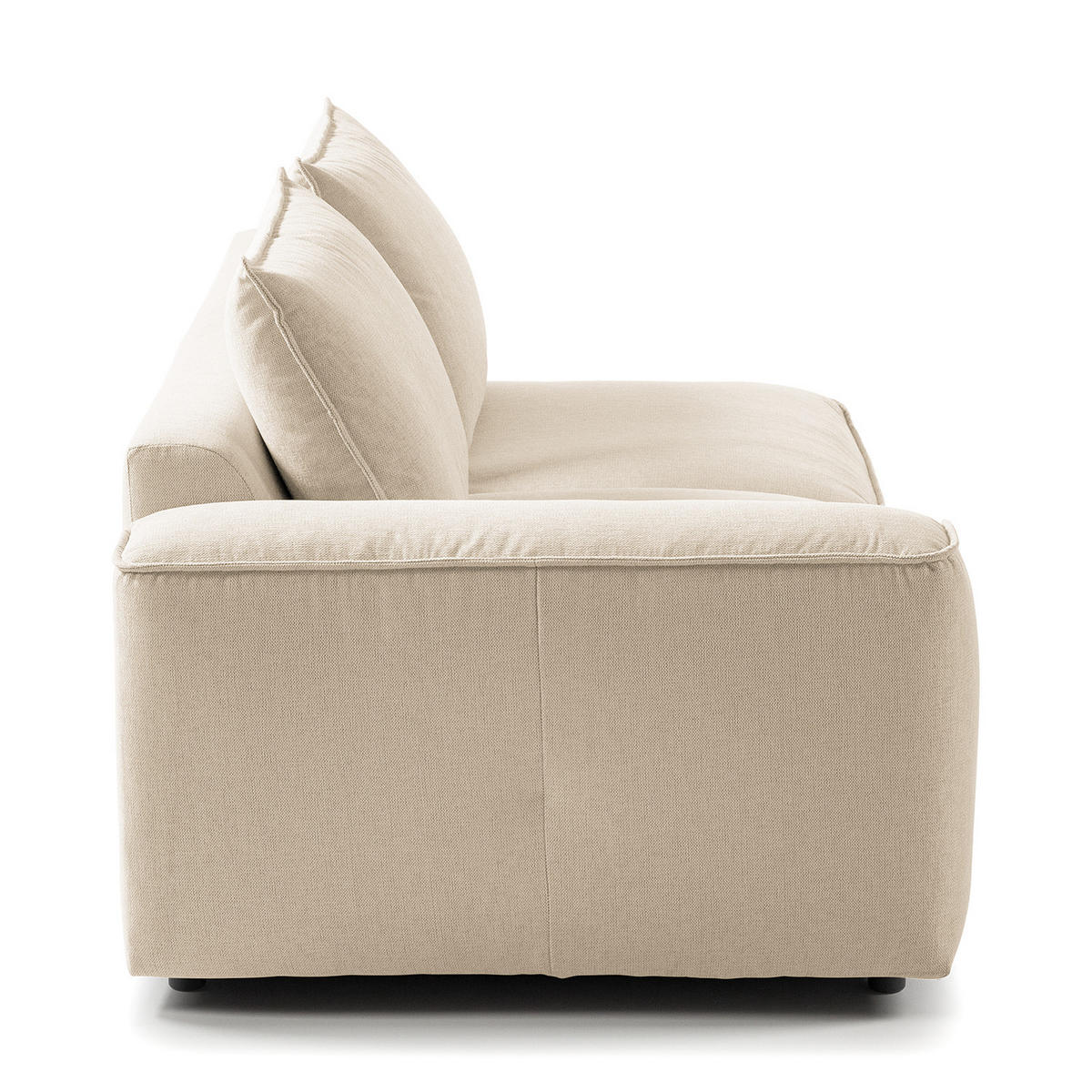2,5-SITZER SOFA - modular - Beige/Schwarz, Holz/Kunststoff (189/80/99cm) - home24