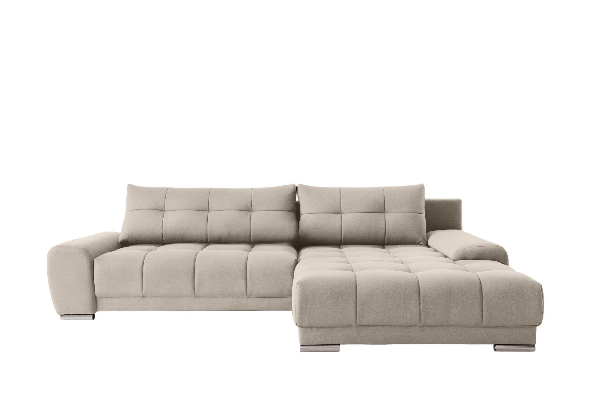 ECKSOFA WAVE Mit Schlaffunktion, Stoff SORO, Hellbeige Rechts - Creme, Holz (281/105cm) - Kaiser Möbel